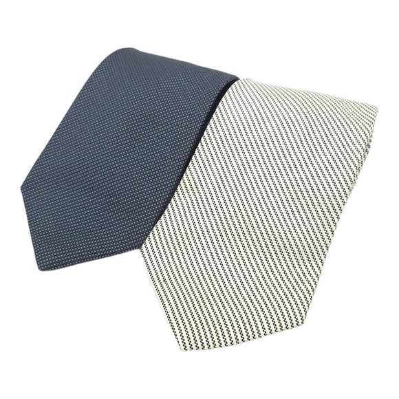 Tommy Hilfiger Silk Ties Black Pin Dot Gray Stripe USA Made Lot of 2 - Picture 10 of 10